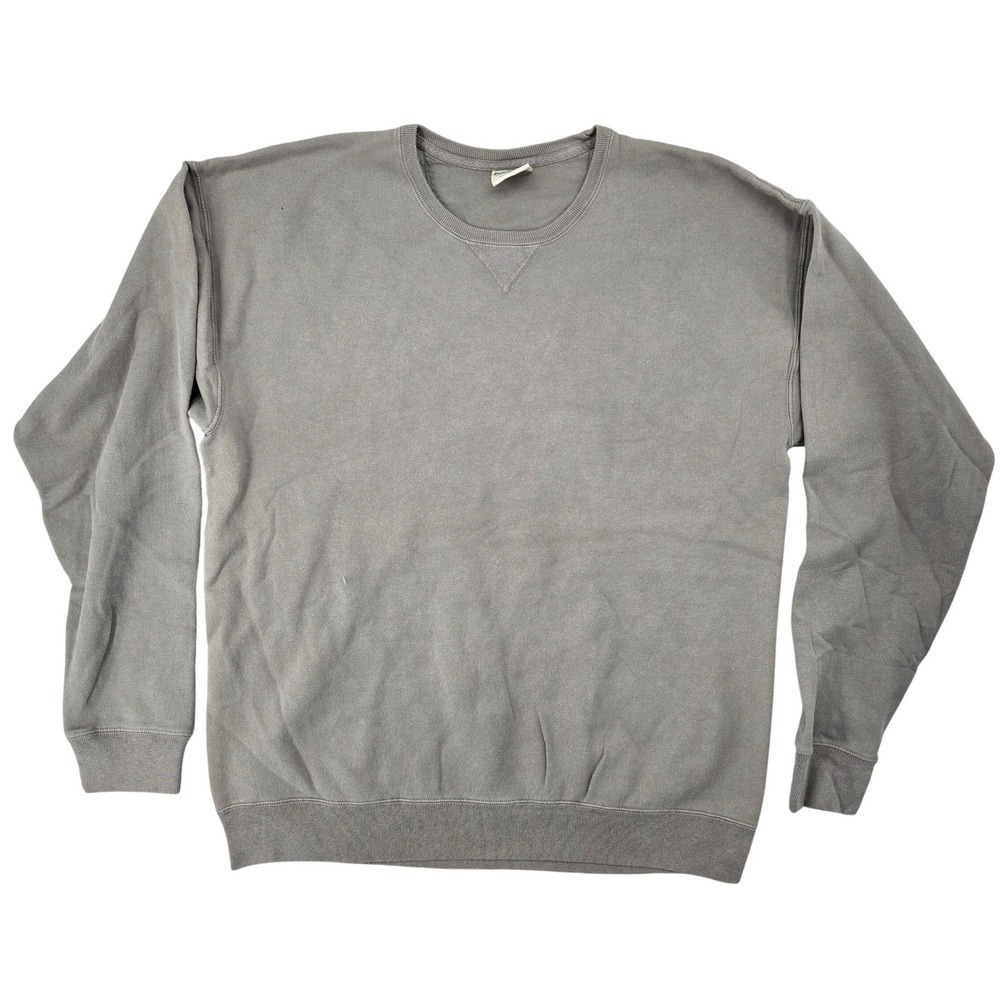 Comfort Wash Large Crewneck Sweatshirt Unisex Gray Minimalist Basic